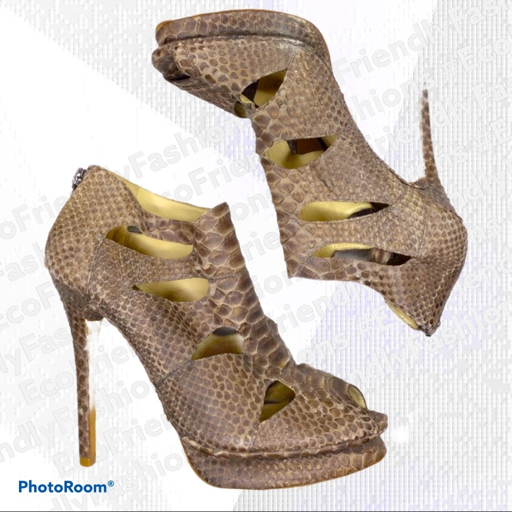 Alexandre Birman Python Cutout Platform Sandals - image 3